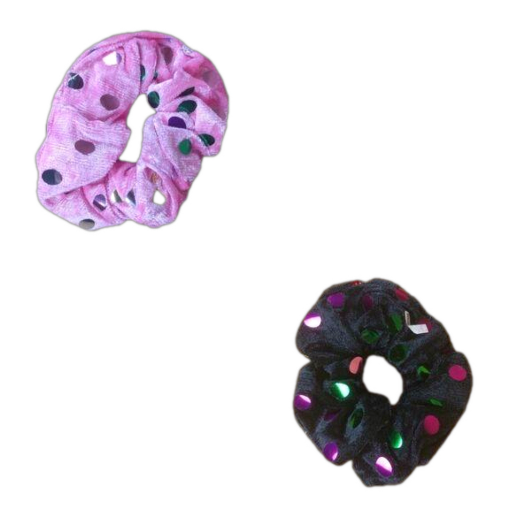 2 Hair Ties w/ Multi-Color Polka Dots